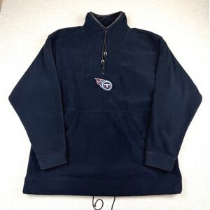 Mens Tennessee Titans‎ NFL Fleece Pullover Sweatshirt Quarter Zip XL Navy Blue